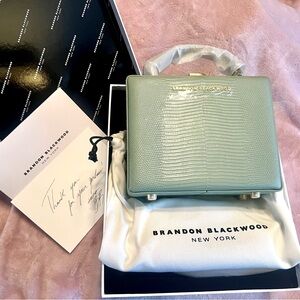 Brandon Blackwood Kendrick Trunk in Pistachio Mint Green with Gold Hardware